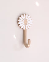 Abricotine ⚜ ABR-CROCHET-FLEURBLANCHE Crochet en bois - Fleur blanche - Abricotine vendu par Veille sur toi