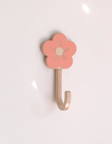 Abricotine â ABR-CROCHET-FLEURROSE Crochet en bois - Fleur rose - Abricotine vendu par Veille sur toi