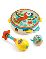Djeco DJ06016 Ensemble de musique Animambo - Tambourin, maracas et castagnettes - Djeco vendu par Veille sur toi