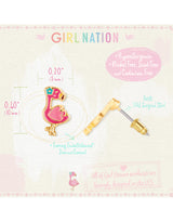Girl Nation GN-J455S02 Boucles d'oreilles en émail - Flamant rose - Girl Nation vendu par Veille sur toi