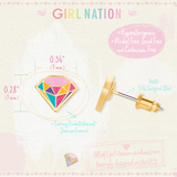Girl Nation GN-J465s Boucles d'oreilles en émail - Diamant multicolore - Girl Nation vendu par Veille sur toi