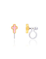 Girl Nation GN-J466sc Boucles d'oreilles à clip en émail - Croix rose - Girl Nation vendu par Veille sur toi