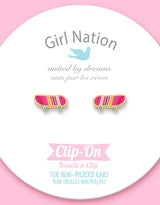 Girl Nation GN-J471sc Boucles d'oreilles à clip en émail - Planche à roulettes - Girl Nation vendu par Veille sur toi
