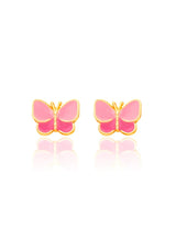 Girl Nation GN-J541s07 Boucles d'oreilles en émail - Papillon rose - Girl Nation vendu par Veille sur toi