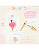 Girl Nation GN-J563S Boucles d'oreilles en émail - Cornet de crème glacée - Girl Nation vendu par Veille sur toi