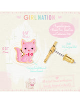Girl Nation GN-J572S05 Boucles d'oreilles en émail - Chat rose - Girl Nation vendu par Veille sur toi