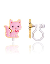 Girl Nation GN-J572s05c Boucles d'oreilles à clip en émail - Chat rose - Girl Nation vendu par Veille sur toi