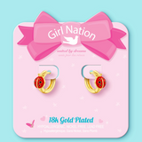 Girl Nation GN-J683E Boucles d'oreilles anneaux plaquées or 18 carats – Coccinelle – Girl Nation vendu par Veille sur toi