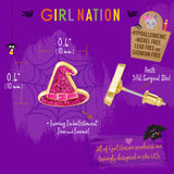 Girl Nation GN-JH524s Boucles d'oreilles en émail - Chapeau de sorcière brillant - Girl Nation vendu par Veille sur toi