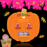 Girl Nation GN-JH524sc Boucles d'oreilles à clip en émail - Chapeau de sorcière brillant - Girl Nation vendu par Veille sur toi