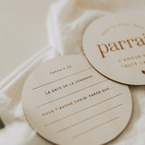 Le petit tableau noir ⚜ PastilleBois-Parrain Pastille de bois recto/verso - Parrain - Le petit tableau noir vendu par Veille sur toi