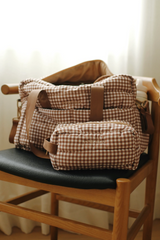 Minika ⚜ MINIKA-SAC-COUCHES-VICHYBRUN Sac à couches - Vichy brun - Minika vendu par Veille sur toi
