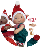 Nines d'Onil NINES-0301-02 Poupée lutin de Noël Duendys 24 cm - Nines d'Onil Fille - Niebla avec robe-salopette verte vendu par Veille sur toi