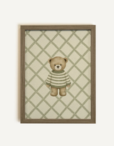 Oleka Canvas Toile ourson tricot - Cadre brun chĂȘne - Oleka vendu par Veille sur toi