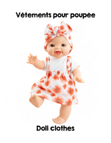 Paola Reina PR-54125 Vêtements pour poupée Gordis, Los Manus et Alex & Sonia - Ensemble salopette fleurie - Paola Reina vendu par Veille sur toi