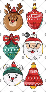 Pico ⚜ PiCO-378 Tatouages Temporaires - Les boules de Noël - Pico vendu par Veille sur toi