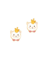 Girl Nation GN-J574S08 Boucles d'oreilles en émail - Chat couronné - Girl Nation vendu par Veille sur toi