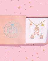 Girl Nation GN-J7111GS Coffret cadeau collier & boucles d'oreilles - Chaussons de ballet - Girl Nation vendu par Veille sur toi