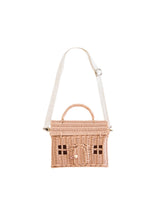 Sac bandoulière maison - En rotin rose - Olli Ella Default marque Olli Ella vendu par Veille sur toi
