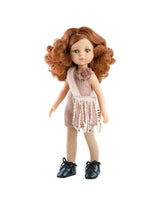 Paola Reina PR-4459 Poupée Las Amigas - Cristi avec robe rose en velours cotelé et sac à main - Paola Reina vendu par Veille sur toi