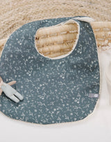 Baluchon ⚜ 53141796 Bavoir de coton doublé en ratine - Sarcelle et petites fleurs - Bambino par Baluchon vendu par Veille sur toi