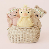 Cuddle + kind BBYBUNPKFLCR003 Peluche - Bébé Lapin 7" - Rose avec Fleurs Ivoires - Cuddle + kind vendu par Veille sur toi