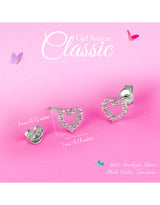 Girl Nation GN-J2603s2 Boucles d'oreilles en argent - Coeurs Roses - Girl Nation vendu par Veille sur toi