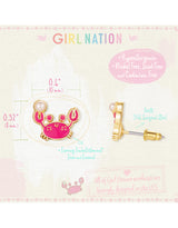 Girl Nation GN-J362S04 Boucles d'oreilles en émail - Crabe avec perle - Girl Nation vendu par Veille sur toi