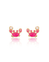 Girl Nation GN-J362S04 Boucles d'oreilles en émail - Crabe avec perle - Girl Nation vendu par Veille sur toi