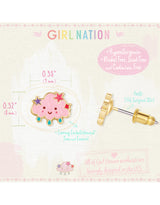 Girl Nation GN-J506s02 Boucles d'oreilles en émail - Nuage rose avec étoiles - Girl Nation vendu par Veille sur toi
