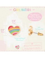 Girl Nation GN-J509s04 Boucles d'oreilles en émail - Coeur arc-en-ciel - Girl Nation vendu par Veille sur toi