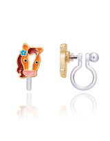 Girl Nation GN-J531SC Boucles d'oreilles à clip en émail - Joli Poney - Girl Nation vendu par Veille sur toi