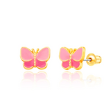 Girl Nation GN-J541s07 Boucles d'oreilles en émail - Papillon rose - Girl Nation vendu par Veille sur toi