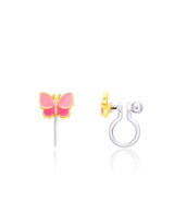 Girl Nation GN-J541s07c Boucles d'oreilles à clip en émail - Papillon rose - Girl Nation vendu par Veille sur toi