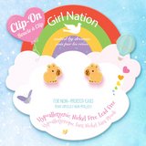 Girl Nation GN-J546sC Boucles d'oreilles à clip en émail - Capybara - Girl Nation vendu par Veille sur toi