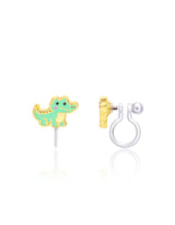 Girl Nation GN-J547sC Boucles d'oreilles à clip en émail - Crocodile - Girl Nation vendu par Veille sur toi