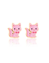 Girl Nation GN-J572S05 Boucles d'oreilles en émail - Chat rose - Girl Nation vendu par Veille sur toi