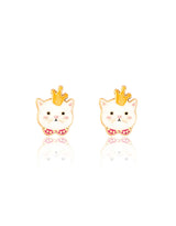 Girl Nation GN-J574s08 Boucles d'oreilles en émail - Chat couronné - Girl Nation vendu par Veille sur toi