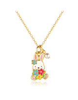 Girl Nation GN-J6647N Collier douce petite -  Lapin et fleurs - Girl Nation vendu par Veille sur toi