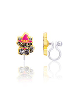 Girl Nation GN-JH521sc Boucles d'oreilles à clip en émail - Chat noir brillant - Girl Nation vendu par Veille sur toi