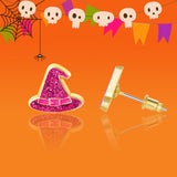 Girl Nation GN-JH524s Boucles d'oreilles en émail - Chapeau de sorcière brillant - Girl Nation vendu par Veille sur toi