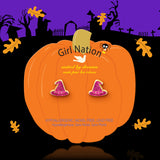 Girl Nation GN-JH524s Boucles d'oreilles en émail - Chapeau de sorcière brillant - Girl Nation vendu par Veille sur toi