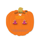 Girl Nation GN-JH524s Boucles d'oreilles en émail - Chapeau de sorcière brillant - Girl Nation vendu par Veille sur toi