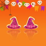 Girl Nation GN-JH524s Boucles d'oreilles en émail - Chapeau de sorcière brillant - Girl Nation vendu par Veille sur toi