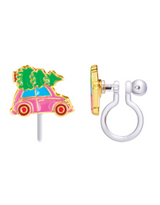 Girl Nation JX508sc Boucles d'oreilles à clip en émail - Sapin & voiture - Girl Nation vendu par Veille sur toi