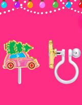 Girl Nation JX508sc Boucles d'oreilles à clip en émail - Sapin & voiture - Girl Nation vendu par Veille sur toi