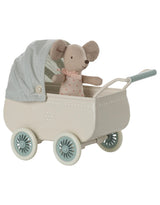 Maileg 11-5103-00 Duo poussette et bébé souris - Menthe - Maileg vendu par Veille sur toi