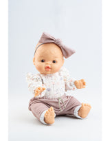 Paola Reina PR-4116 Bébé Gordis - Rose avec blouse fleurie, pantalon et boucle - Paola Reina vendu par Veille sur toi