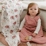 Perlimpinpin ⚜ MS35Z-RO Couverture mousseline de coton - Roses - Perlimpinpin vendu par Veille sur toi