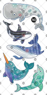 Pico ⚜ PiCO-402 Tatouages Temporaires - Les douces baleines - Pico vendu par Veille sur toi